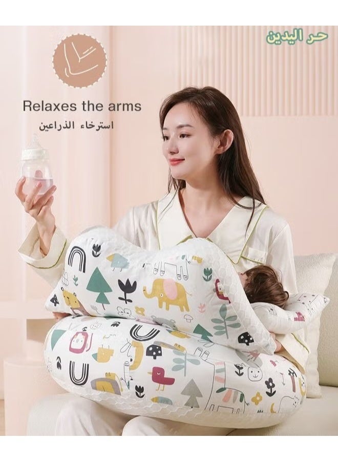 هوكور وسادة التمريض للرضاعة الطبيعية ، وسادات الرضاعة الطبيعية الأصلية متعددة الوظائف بالإضافة إلى الحجم تعطي الأم والطفل المزيد من الدعم مع غطاء القطن القابل للإزالة - Image 2