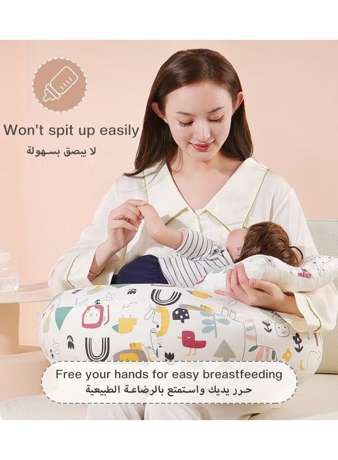 هوكور وسادة التمريض للرضاعة الطبيعية ، وسادات الرضاعة الطبيعية الأصلية متعددة الوظائف بالإضافة إلى الحجم تعطي الأم والطفل المزيد من الدعم مع غطاء القطن القابل للإزالة - Image 3