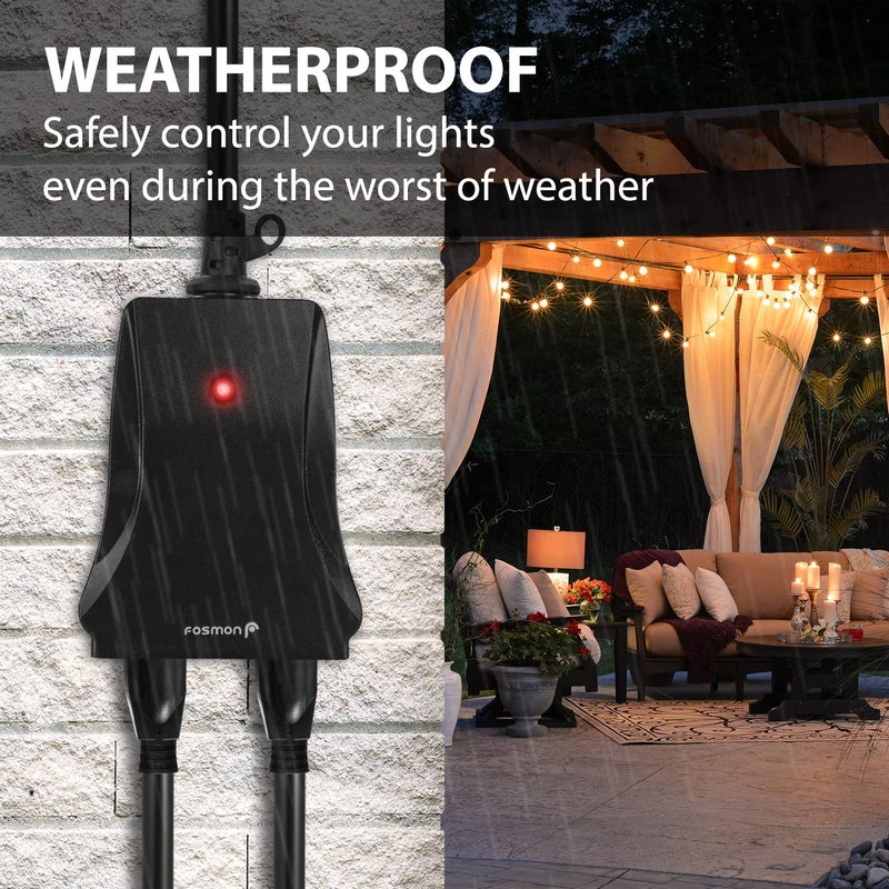 Fosmon Wireless Remote Control Outlet (2 Outlets, 80 Foot Range) ETL Listed Water Resistant Electrical Outlet for Outdoor Lights, Kitchen Appliances and Household Appliances (Battery Included) 2 Pack - Image 5
