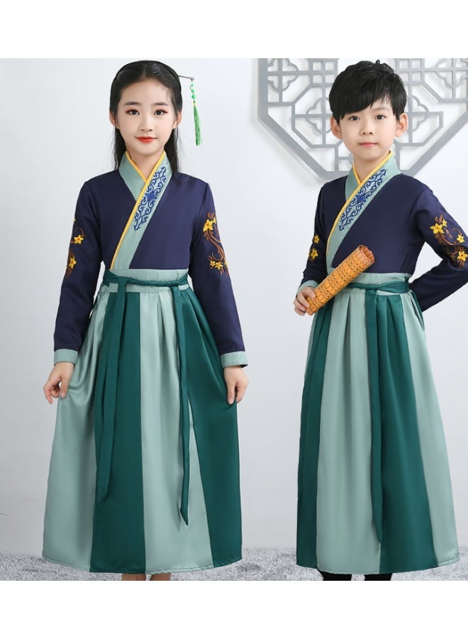 NIBEMINENT Children's performance costumes, Hanfu, ancient costumes, academic style, boys and girls, three-character classic, and bookboy roles - Image 1