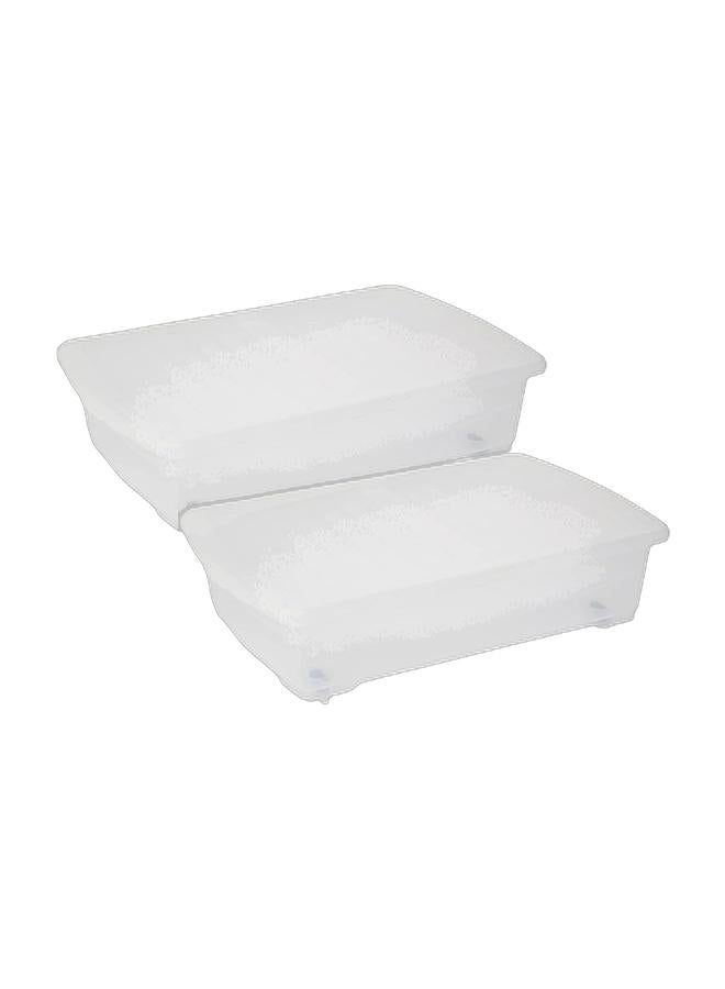 Cosmoplast صندوق تخزين بلاستيكي شفاف بسعة 25 لتر تحت السرير مع عجلات وغطاء قابل للقفل (عبوة من 2) - Image 1