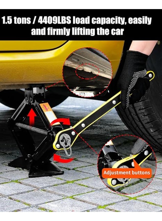1.5-Ton Scissor Jack Kit for Roadside Emergency - Must-Have Spare Tire Replacement Stand Tool with Telescoping Lug Nut Removal Tool & Ratchet Wrench - Image 3