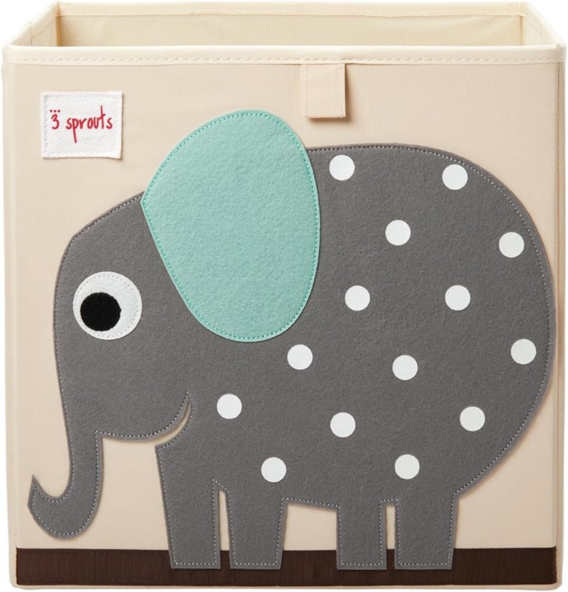 3 Sprouts Cube Storage Box - Organizer Container for Kids & Toddlers, Elephant - Image 1