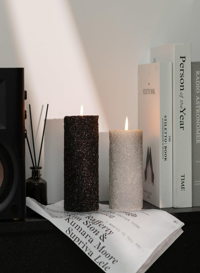MOZEAL Hand-Poured Decorative Pillar Candles Set of 3 (3"x4" 5" 6"), Dripless, Unscented, Smokeless, Gray for Modern Home, Urban Loft & Contemporary Table Décor - Image 3