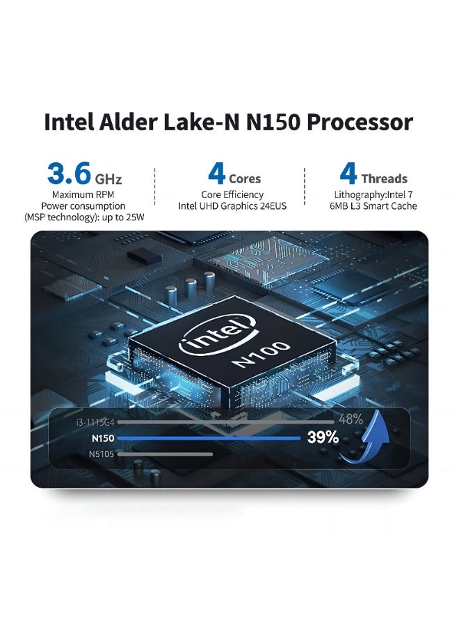 Firebat AK2 Mini PC with Intel N100 Processor (Up to 3.6 GHz), 8GB DDR4 (Max. 16GB), 256GB (expandable to 2TB) M.2 SSD, Dual LAN, WiFi 6, Bluetooth 5.2, 4K UHD Mini Desktop Computer for Home, Office, Education black - Image 3