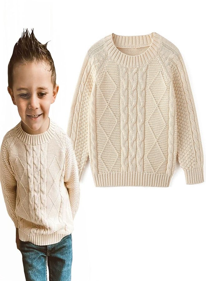 Curipeer Baby Boys Cable Knit Sweater Long Sleeve Solid Pullover Toddler Crew Neck Fall - Image 1