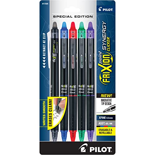 Pilot Frixion Point Synergy Clicker Retractable & Erasable Gel Ink Pens, 0.5mm Extra Fine Point, Assorted Colors, 5-pack - Image 5