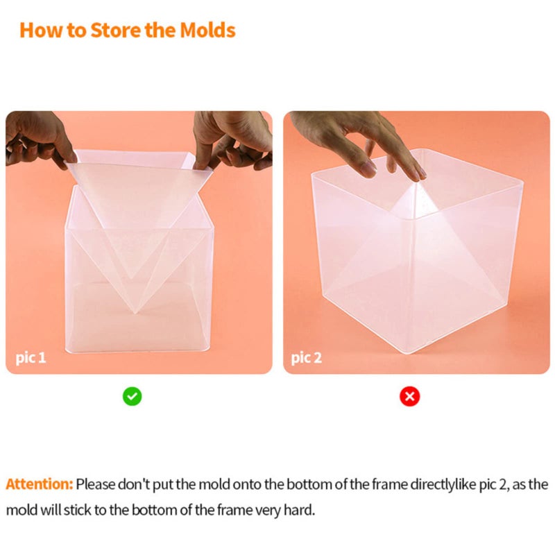 Mayitr 1pc Super Pyramid Silicone Mould Resin Craft Jewelry Crystal Mold Large Pyramid Resin Casting Silicone Jewelry Molds for Paperweight for Home Decoration Office Desk,15.7cm/6 inch +Plastic Frame - Image 5