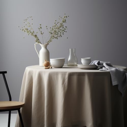 EVERLY 100 Pure Linen Round Tablecloths 70Inch Round Machine Washable Tablecloths for ThanksgivingDecorative HalloweenBuffet PartiesPicnicEventsWeddings and RestaurantsNatural Linen - Image 3