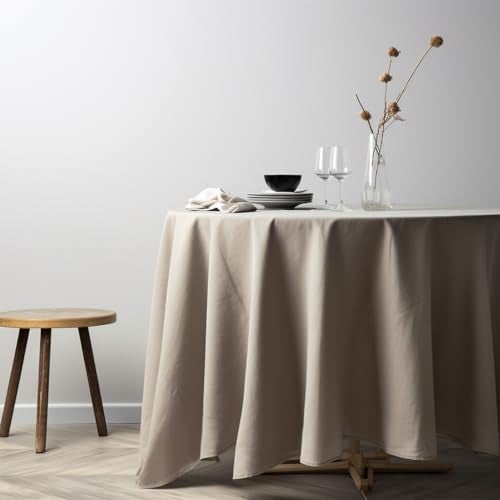 EVERLY 100 Pure Linen Round Tablecloths 70Inch Round Machine Washable Tablecloths for ThanksgivingDecorative HalloweenBuffet PartiesPicnicEventsWeddings and RestaurantsNatural Linen - Image 1
