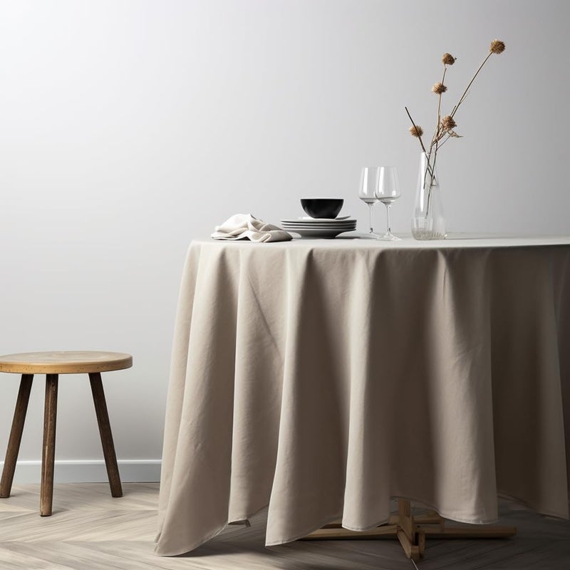 EVERLY 100 Pure Linen Round Tablecloths 70Inch Round Machine Washable Tablecloths for ThanksgivingDecorative HalloweenBuffet PartiesPicnicEventsWeddings and RestaurantsNatural Linen - Image 2