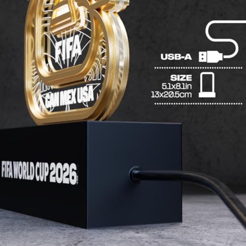 FIFA World Cup 2026 Official Licensed Collectible Display with White LED Glow, Soccer Memorabilia Gift for Men Women Dad Fans Man Cave Bar Desk Decor USA CAN MEX Trophy Replica - Image 5