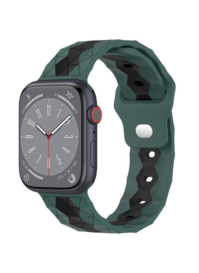 Generic - Football Pattern Two-Color Apple Watch Band 49mm 45mm 44mm 42mm Men's Silicone Sports Band Replacement Wristband for Apple Watch Ultra 2 Series 9/ultra 2/8/ultra/7/SE/SE 2nd/6/5 /4/3/2/1, iWatch Band - Image 1