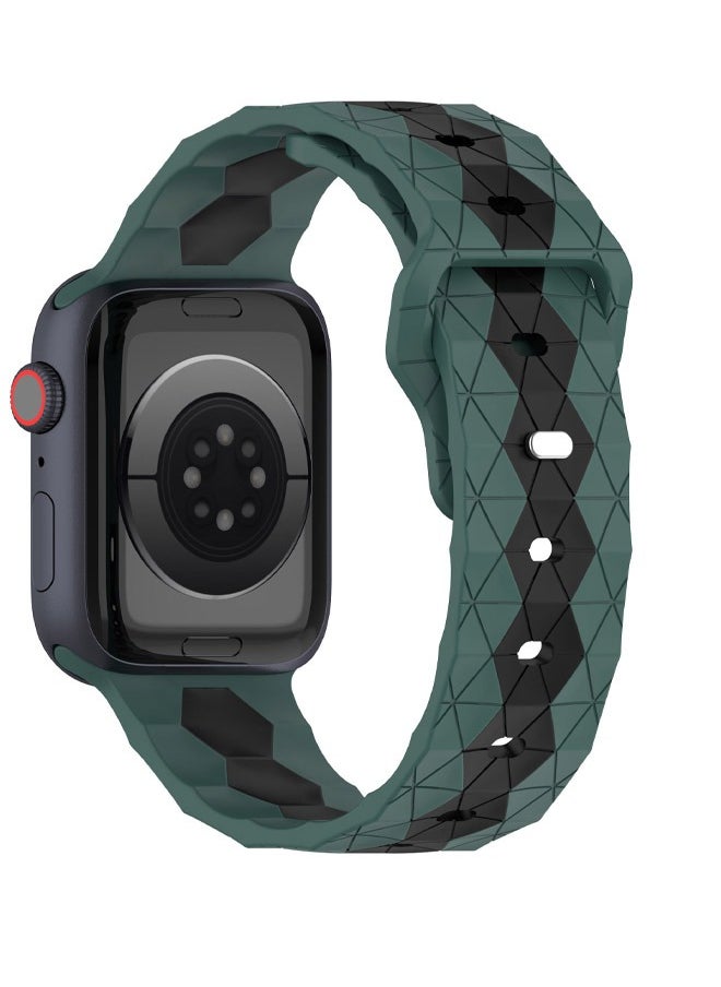 Generic - Football Pattern Two-Color Apple Watch Band 49mm 45mm 44mm 42mm Men's Silicone Sports Band Replacement Wristband for Apple Watch Ultra 2 Series 9/ultra 2/8/ultra/7/SE/SE 2nd/6/5 /4/3/2/1, iWatch Band - Image 1