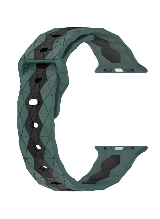 Generic - Football Pattern Two-Color Apple Watch Band 49mm 45mm 44mm 42mm Men's Silicone Sports Band Replacement Wristband for Apple Watch Ultra 2 Series 9/ultra 2/8/ultra/7/SE/SE 2nd/6/5 /4/3/2/1, iWatch Band - Image 1