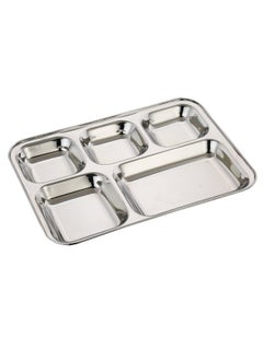 Expresso Expresso - Heavy Duty Stainless Steel Rectangle/Square Deep Dinner Plate w/ 5 Sections Divided Mess Trays for Kids Lunch, Camping, Events & Every Day Use Kitchenware.  - Image 1