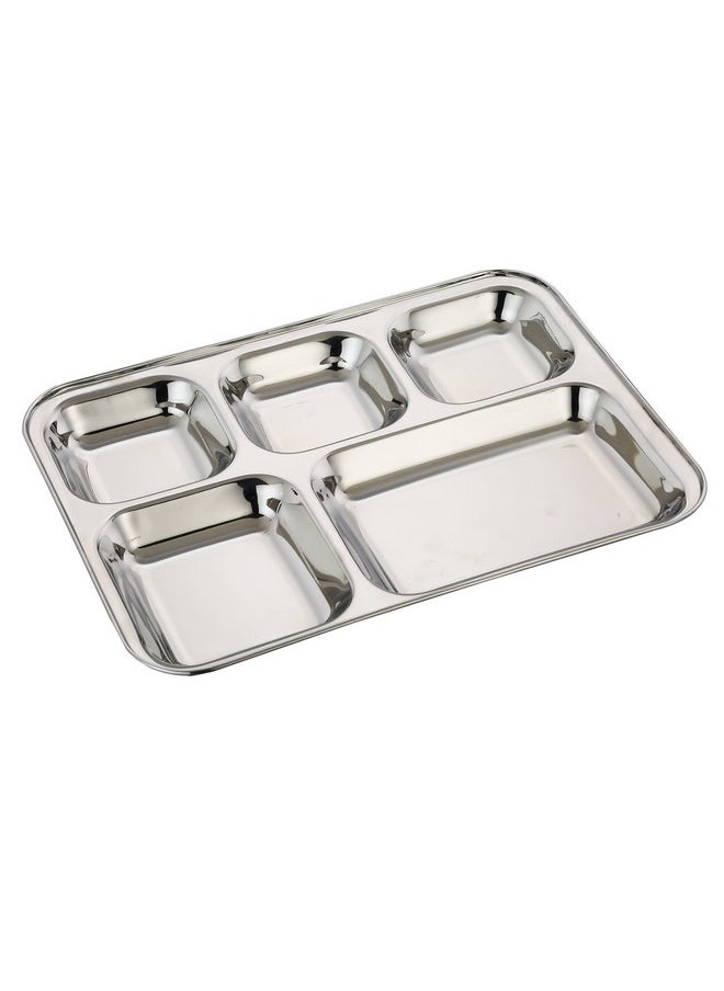 Expresso Expresso - Heavy Duty Stainless Steel Rectangle/Square Deep Dinner Plate w/ 5 Sections Divided Mess Trays for Kids Lunch, Camping, Events & Every Day Use Kitchenware.  - Image 1