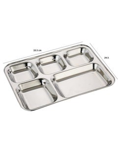 Expresso Expresso - Heavy Duty Stainless Steel Rectangle/Square Deep Dinner Plate w/ 5 Sections Divided Mess Trays for Kids Lunch, Camping, Events & Every Day Use Kitchenware.  - Image 4