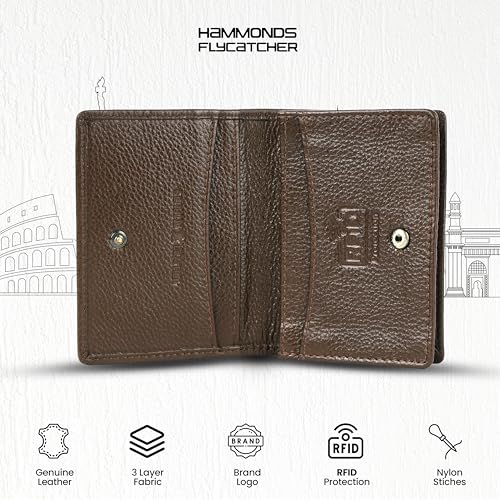 HAMMONDS FLYCATCHER Genuine Leather Card Holder Wallet for Man & Women, RFID Protected ATM/Credit Card Holder Wallet for Men with 4 Slots(Fits Upto 8 Cards), Gift for Men - Brushwood - Image 4
