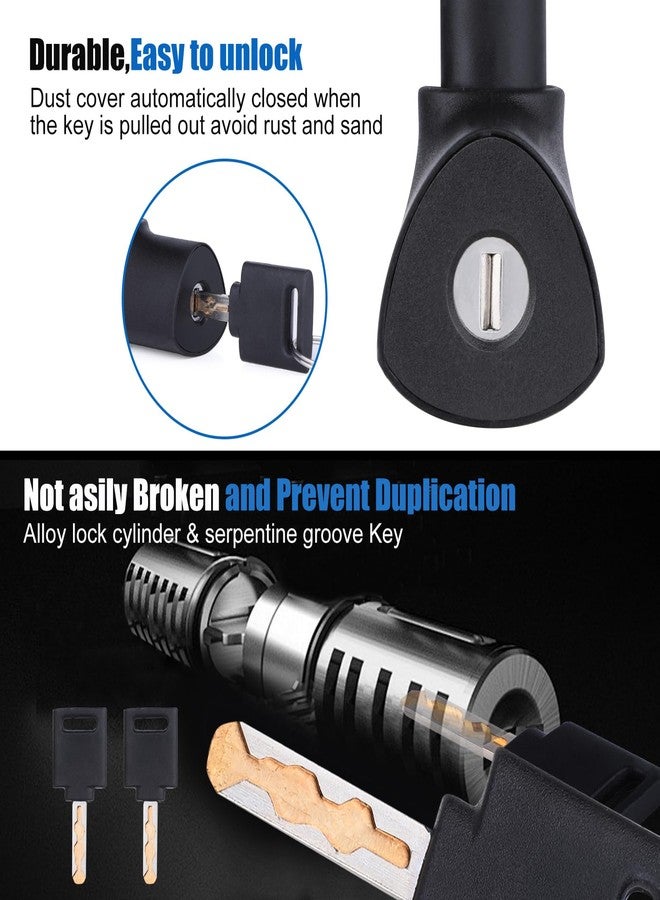 NDakter Bike U-Lock,14mm Mini Lightweight Bicycle U-Shaped Lock with 2 Keys,Portable Heavy-Duty and Solid Bicycle Lock for Mountain Bikes, Road Bikes, Shop Doors, with Sturdy Mounting Bracket - Image 4