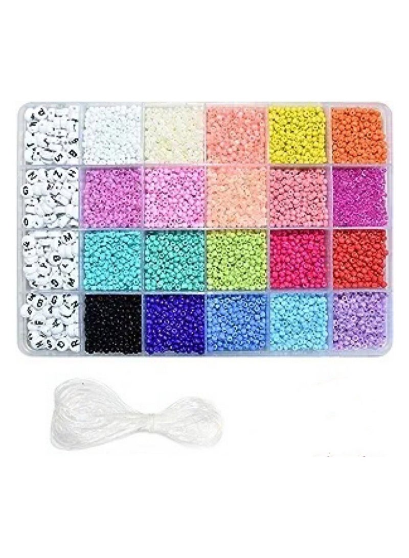 Goolsky 10,000-Piece Glass Seed Bead Kit + 280 Alphabet Letter Beads | 3mm Multi-Color Beads for DIY Bracelet, Necklace & Name Jewelry Making | Complete Craft Kit with Storage Box - Image 2