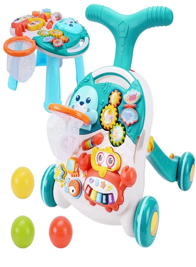 Sisliya Sit-to-Stand Walker With Activity Center - Multifunctional Baby Push Walker With Interactive Learning Table - Early Learning Infant for Toddlers - Adjustable Wheel Speed - Image 1