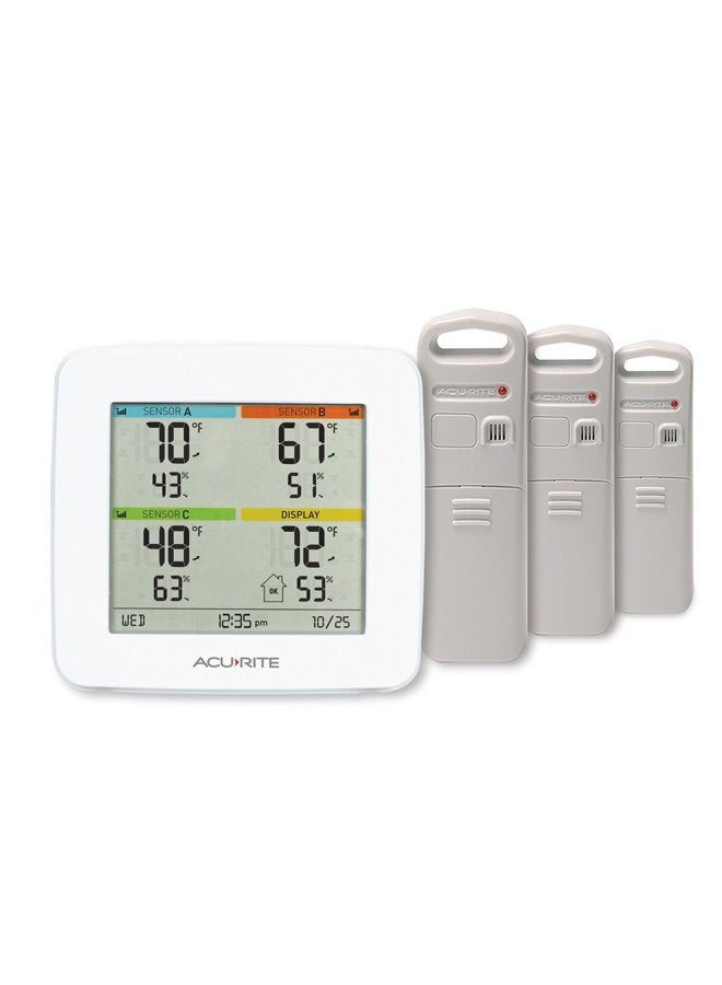 Acurite 01094M Temperature & Humidity Station with 3 Indoor/Outdoor Sensors, White - Image 1