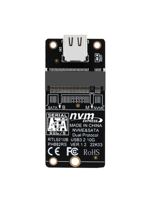 M.2 NVME Hard Disk Box Transfer Card RTL9210B Chip Type-C / USB-C USB3.1 Gen2 10Gbps(Black)