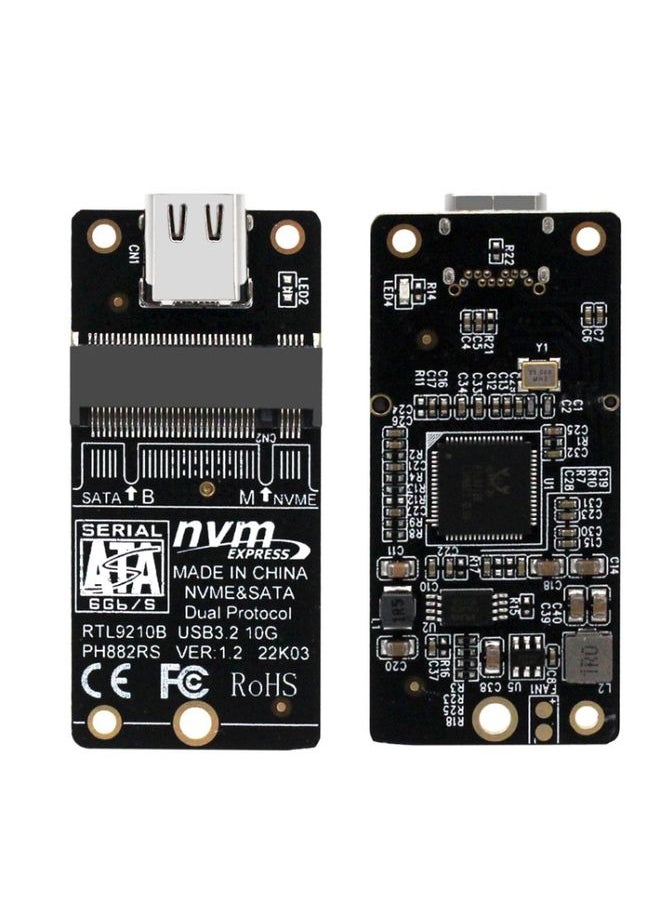 M.2 NVME Hard Disk Box Transfer Card RTL9210B Chip Type-C / USB-C USB3.1 Gen2 10Gbps(Black)