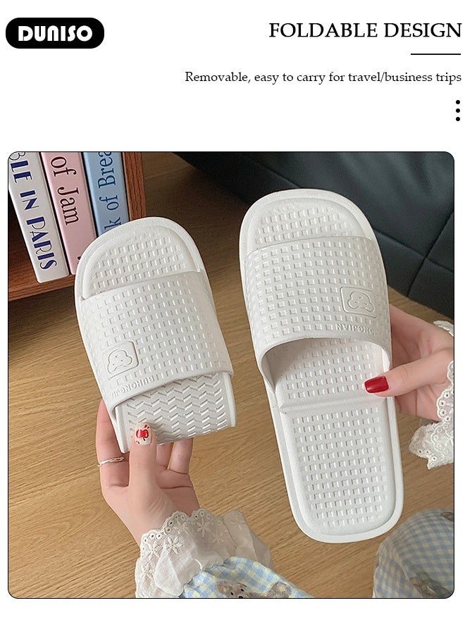 DUNISO Quick Dry Slippers Unisex, Bathroom Slippers, Anti-Slip Indoor Slippers,Soft Light Weight Flat Sandals Slippers, Folding And Disposable Slippers For Travelling And Showering In Hotel  - Image 4
