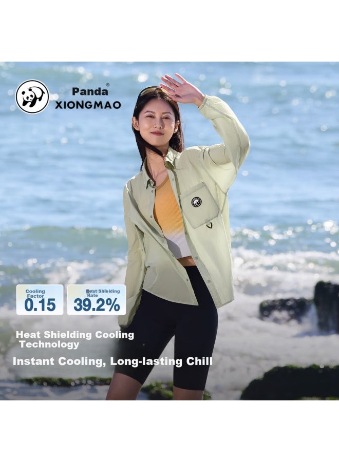 Panda Camel Series Upf50+ Cooling Water-repellent Sun Protection Shirt Outdoor Uni R126 Blue, 2XL - Image 2