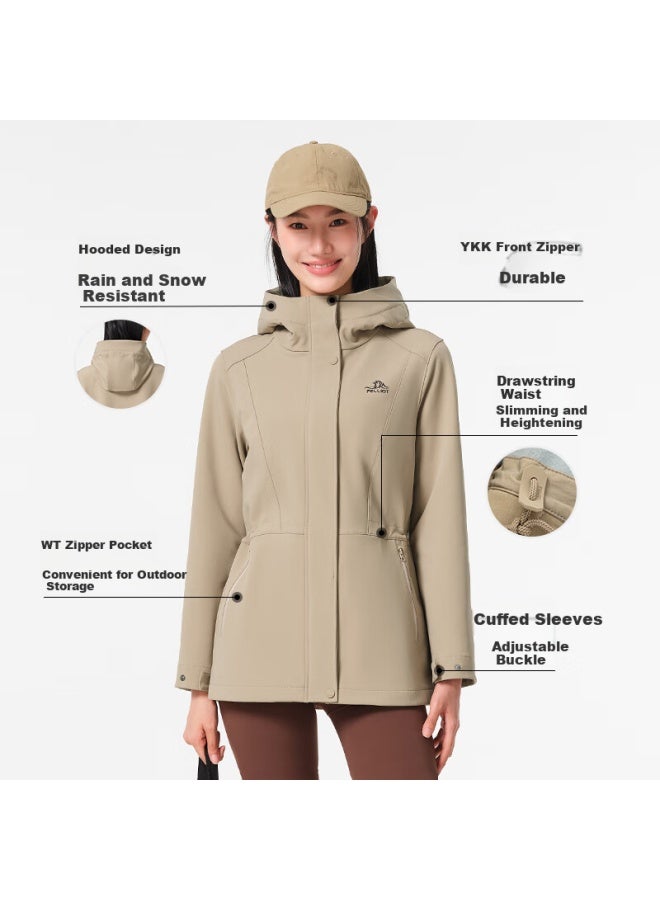Pelliot Women'S Outdoor Softshell Jacket Windproof Water-Resistant Mountain Climbing Coat Autumn Winter Slim Fit Casual Jacket 12330602 Yellow Xl - Image 5