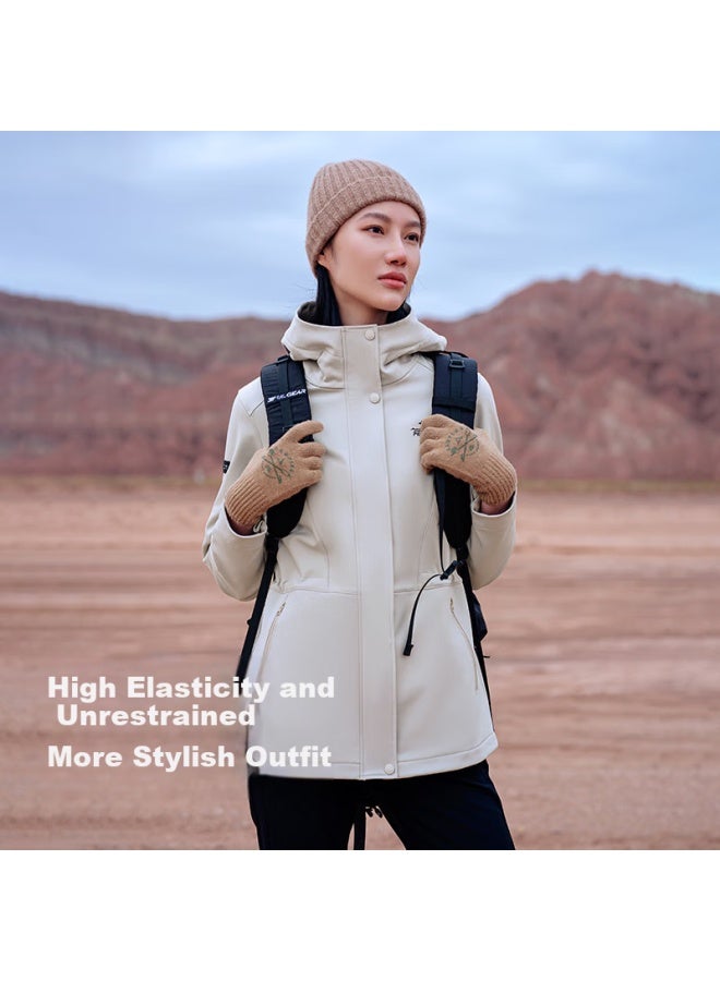 Pelliot Women'S Outdoor Softshell Jacket Windproof Water-Resistant Mountain Climbing Coat Autumn Winter Slim Fit Casual Jacket 12330602 Yellow Xl - Image 4