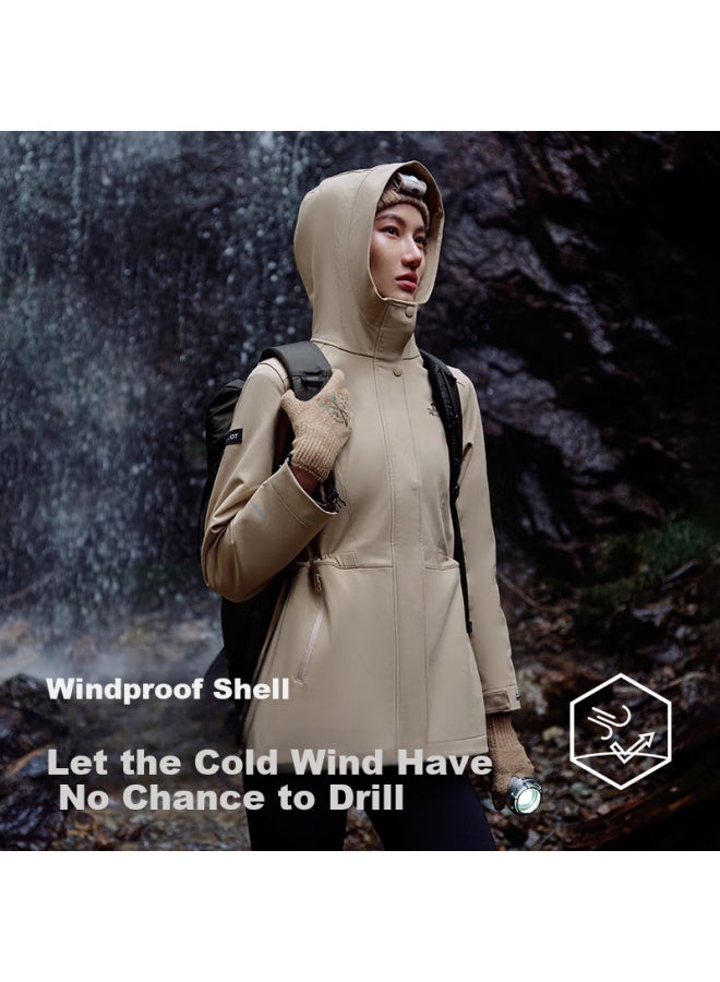 Pelliot Women'S Outdoor Softshell Jacket Windproof Water-Resistant Mountain Climbing Coat Autumn Winter Slim Fit Casual Jacket 12330602 Yellow Xl - Image 1