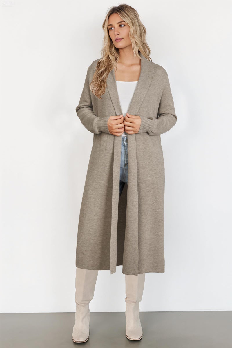 OUGES Women's Long Cardigan Wool Blend Oversized Sweaters Knit Open Front Business Casual Fall Outfits for 2026 Trendy Winter Coatigan Lightweight Coats Jacket Wear to Work with Pocket(Gray Camel,L) - Image 5