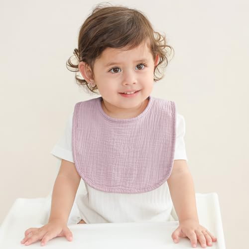 Susurration Muslin Baby Bibs 6 Pack Bandana Drool Bibs,Soft Square Adjustable Baby Drooling Bibs for Unisex Girls & Boys (Pink) - Image 4