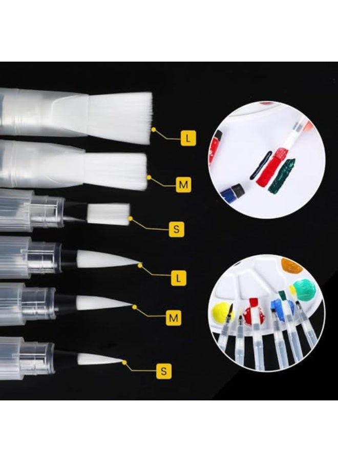 12 قطعة من أقلام فرشاة الماء للألوان المائية، قلم فرشاة ماء مانع للتسرب مع أطراف متنوعة، فرشاة طلاء ألوان مائية، قلم رصاص بفرشاة ناعمة، لأدوات الرسم والرسم للمبتدئين - Image 2