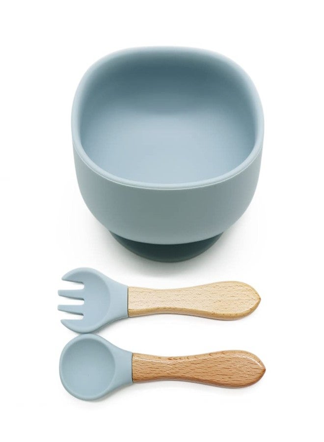 Vianz Food Grade Silicon Meal Set for Baby, BPA Free, Microwave Dishwasher Safe, Bowl with Suction, Spill Proof, Food Training, Useful Gift for Kids (Aqua, 3) - Image 1