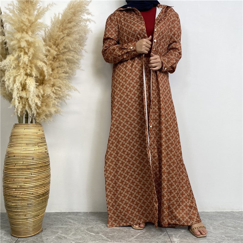 مونيكا فاشون كارديجان طويل بأزرار كاملة بنقشة هاوندتوث مطبوع مع سروال كاجوال بجيوب - طقم من قطعتين 6674 - Image 5