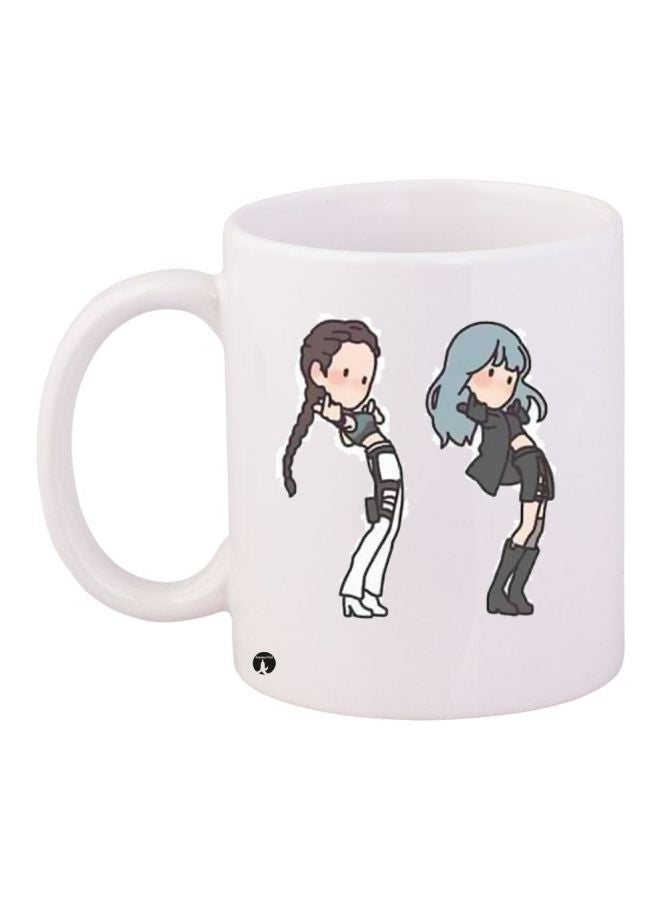 RYN Cartoon Printed Coffee Mug White/Black/White 11ounce