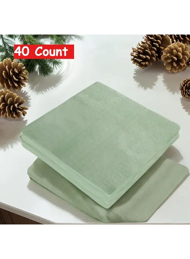 Sage Green Roostertail Napkins 40 Count Double Layer Party Tableware - Image 1