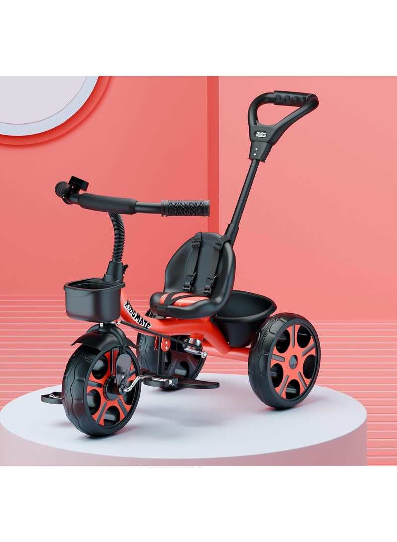Kidsmate Kids/Baby Tricycle with Parental Control, Cushion Seat and Seat Belt for 12 Months to 48 Months (Red) - Image 1