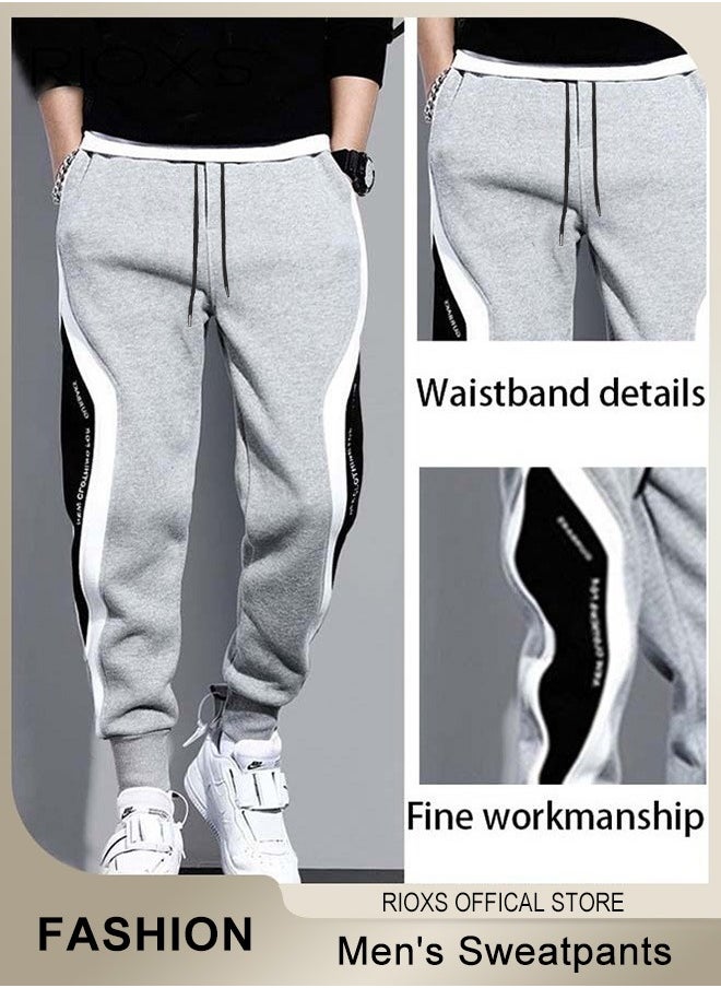 RIOXS Men's Classic Sports Sweatpants, Elastic Waist Drawstring Casual Trousers, Comfortable Lounge Jogger with Side Pockets and Ribbed Ankle Cuffs, Suitable for Leisure And Outdoor Activities  - Image 4