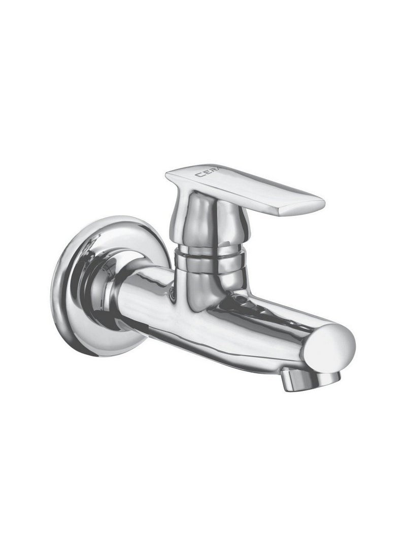 CERA Cera Titanium F1003151 Stainless Steel Single Lever Bib Cock with Wall Flange and Aerator Silver 