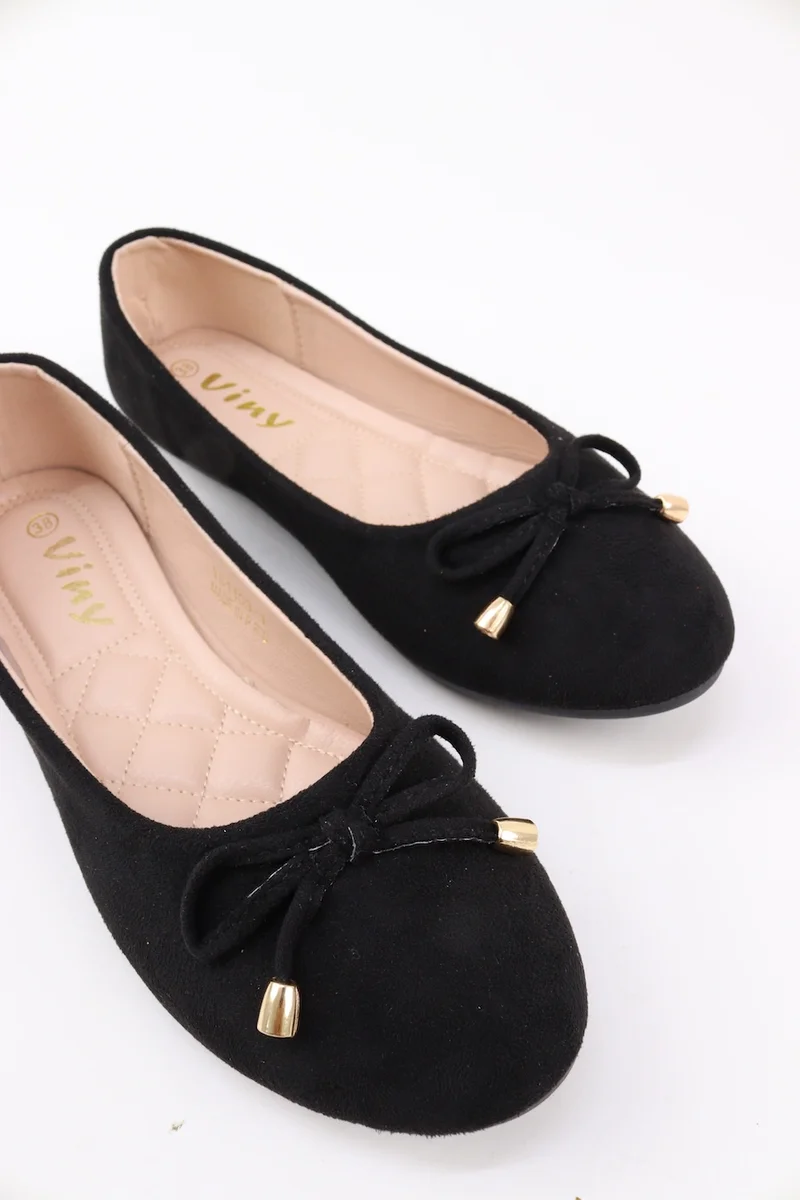 Viny BLACK VINY Women's Cushioned Ballet Flats – Lightweight Slip-On Flat Shoes, Comfortable Everyday Walking & Office Ballerina Shoes with Soft Support Insole for Women | Best Price UAE