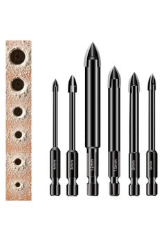 KASTWAVE Drill Bit Set, Efficient Universal Drill Tools Multifunctional Triangle Drill Bit Set, Hard Triangular Cross Alloy Drill Bit Set for Glass, Plastic, Tile, Wood, Concrete, Drill Tip Tools (6 Pieces)  - Image 1