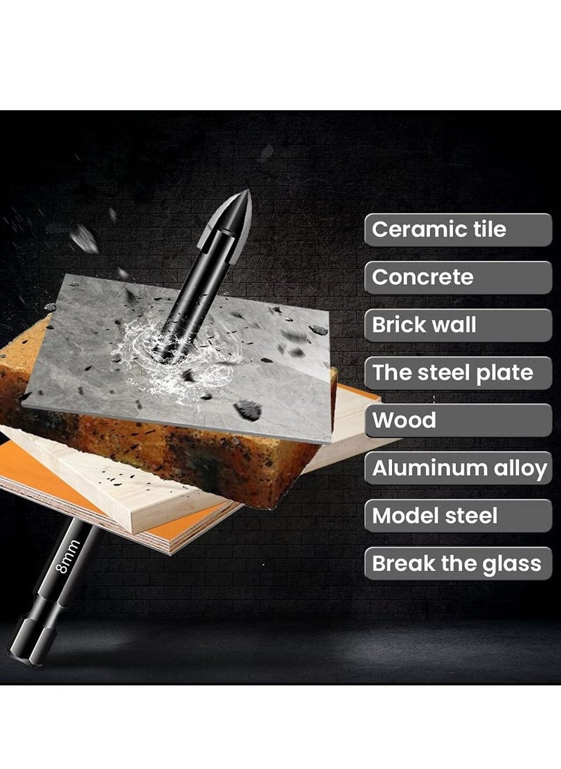 KASTWAVE - Drill Bit Set, Efficient Universal Drill Tools Multifunctional Triangle Drill Bit Set, Hard Triangular Cross Alloy Drill Bit Set for Glass, Plastic, Tile, Wood, Concrete, Drill Tip Tools (6 Pieces) - Image 1