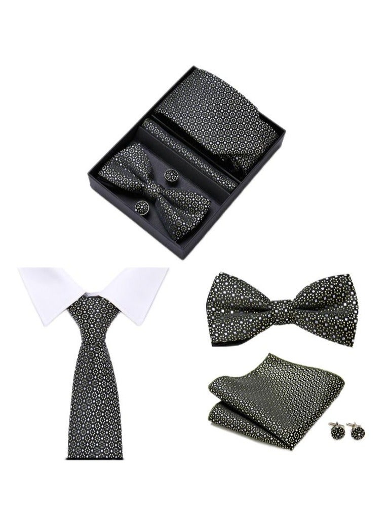 5 pcs high-end tie for men business professional formal tie bow tie cufflinks square scarf fashion accessories gift box  - Image 2