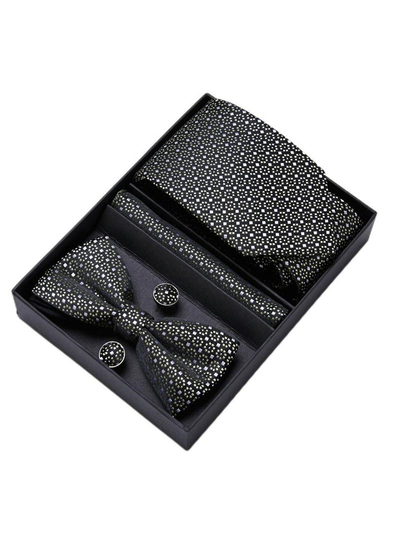 5 pcs high-end tie for men business professional formal tie bow tie cufflinks square scarf fashion accessories gift box  - Image 1