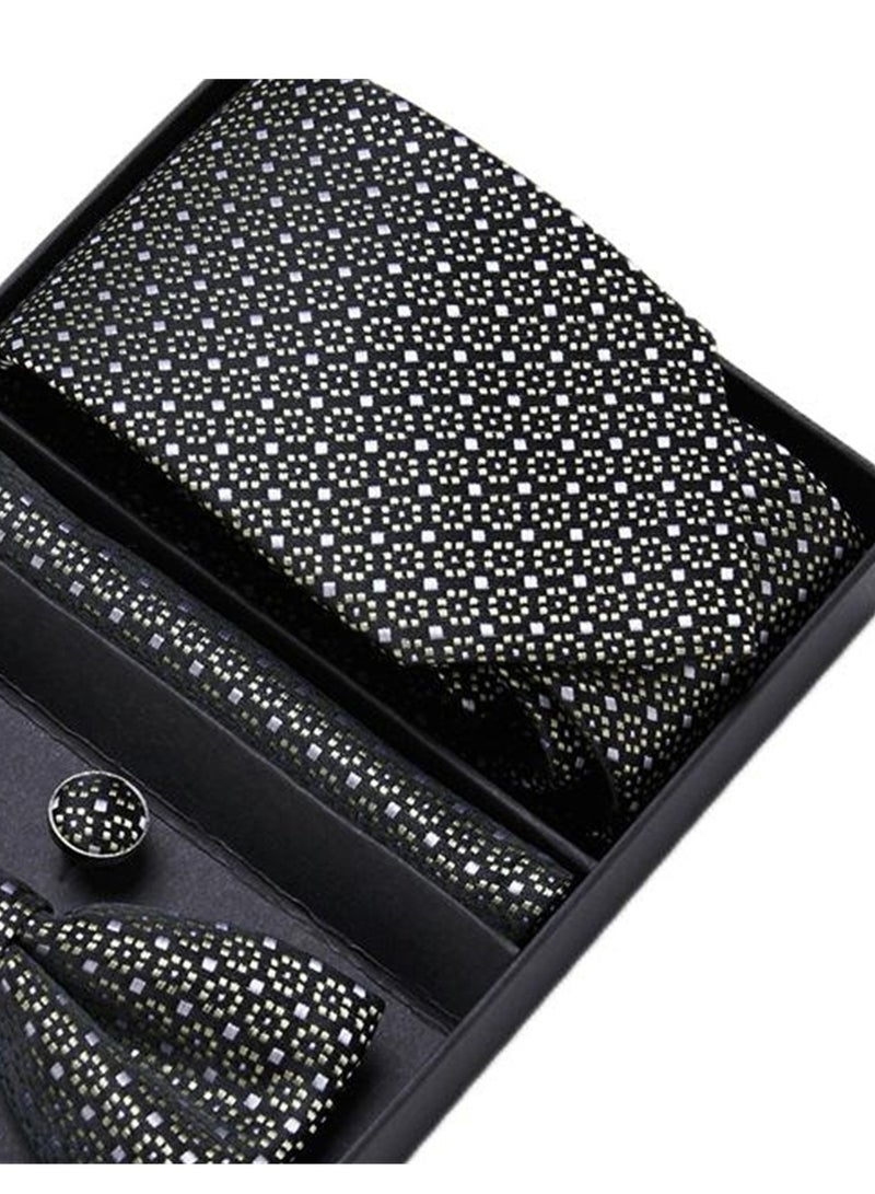 5 pcs high-end tie for men business professional formal tie bow tie cufflinks square scarf fashion accessories gift box  - Image 4